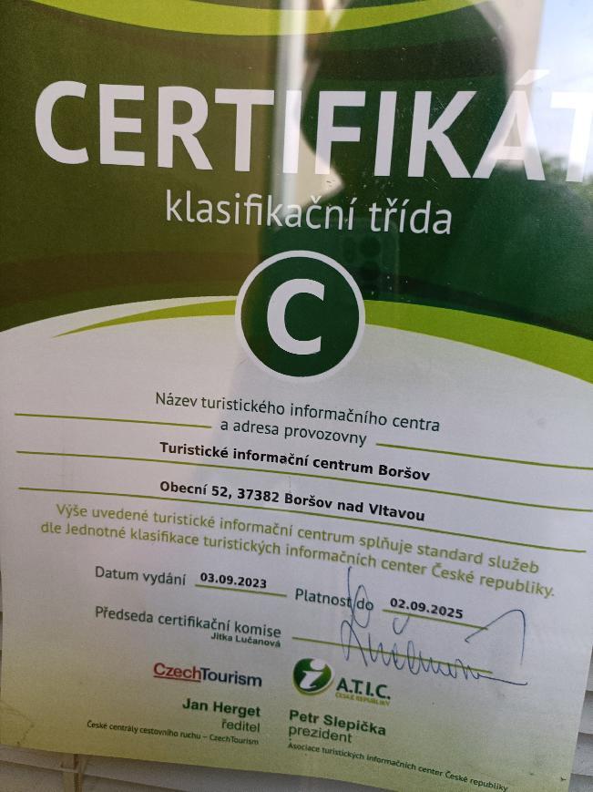 Důležité informace, certifikát