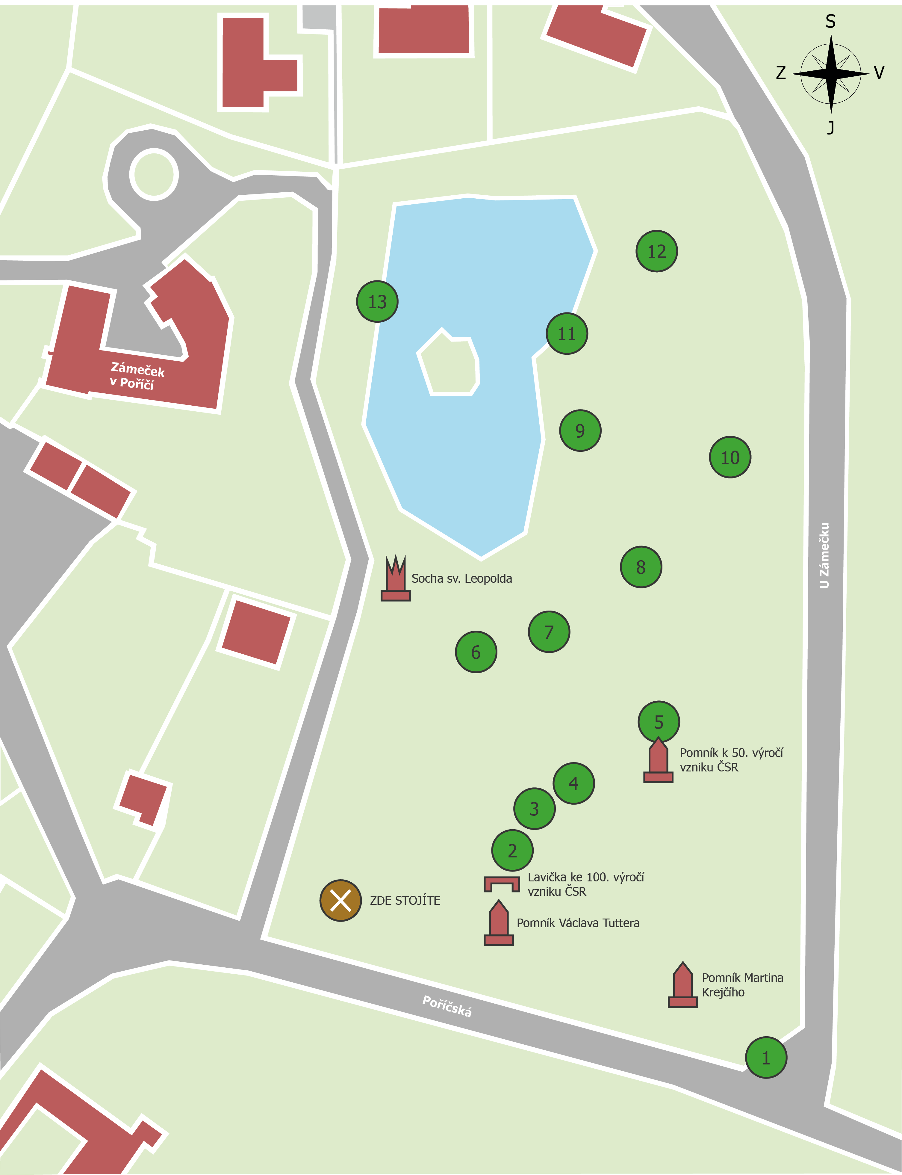 mapa - Zámeček s parkem v Poříčí
